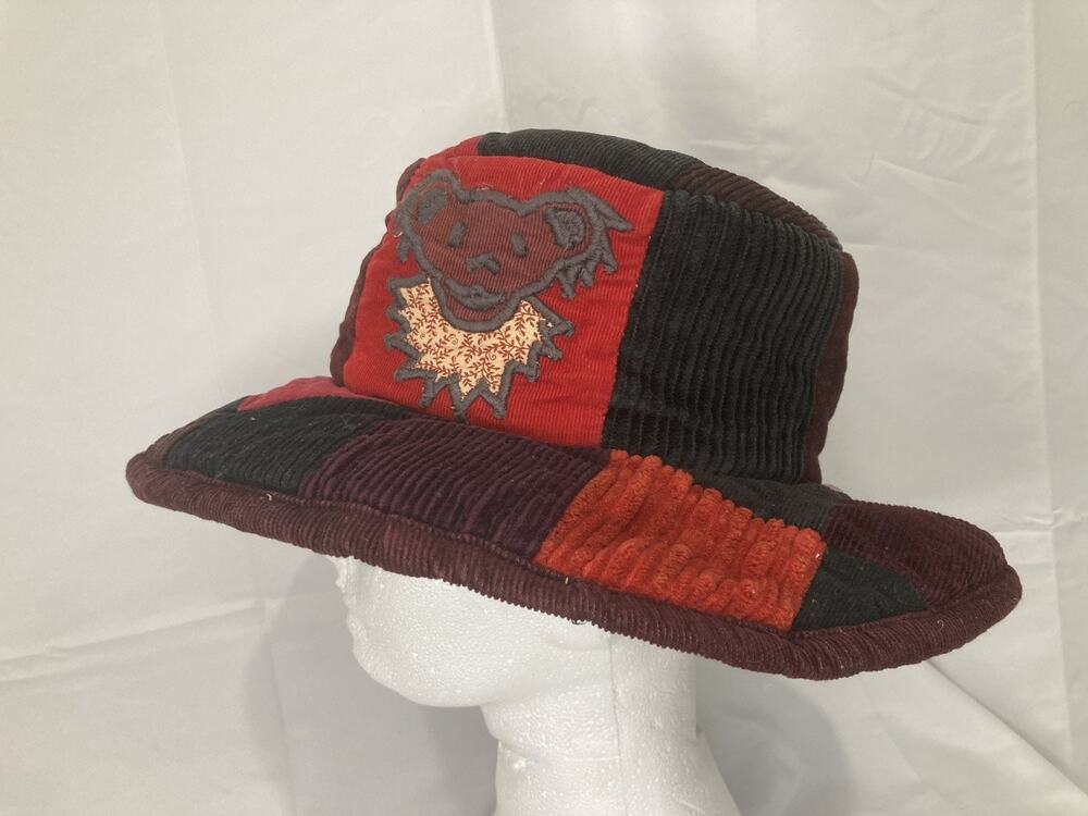 RARE Grateful Dead Gypsy Rose Patchwork Corduroy Bucket Hat Bear Stash Pocket